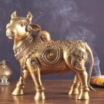 Pure Brass Large Standing Nandi Fully Engraved Sculpture | 14" Height | Sacred Hindu Art | Traditional Collection | Divine Presence | Jaipurio